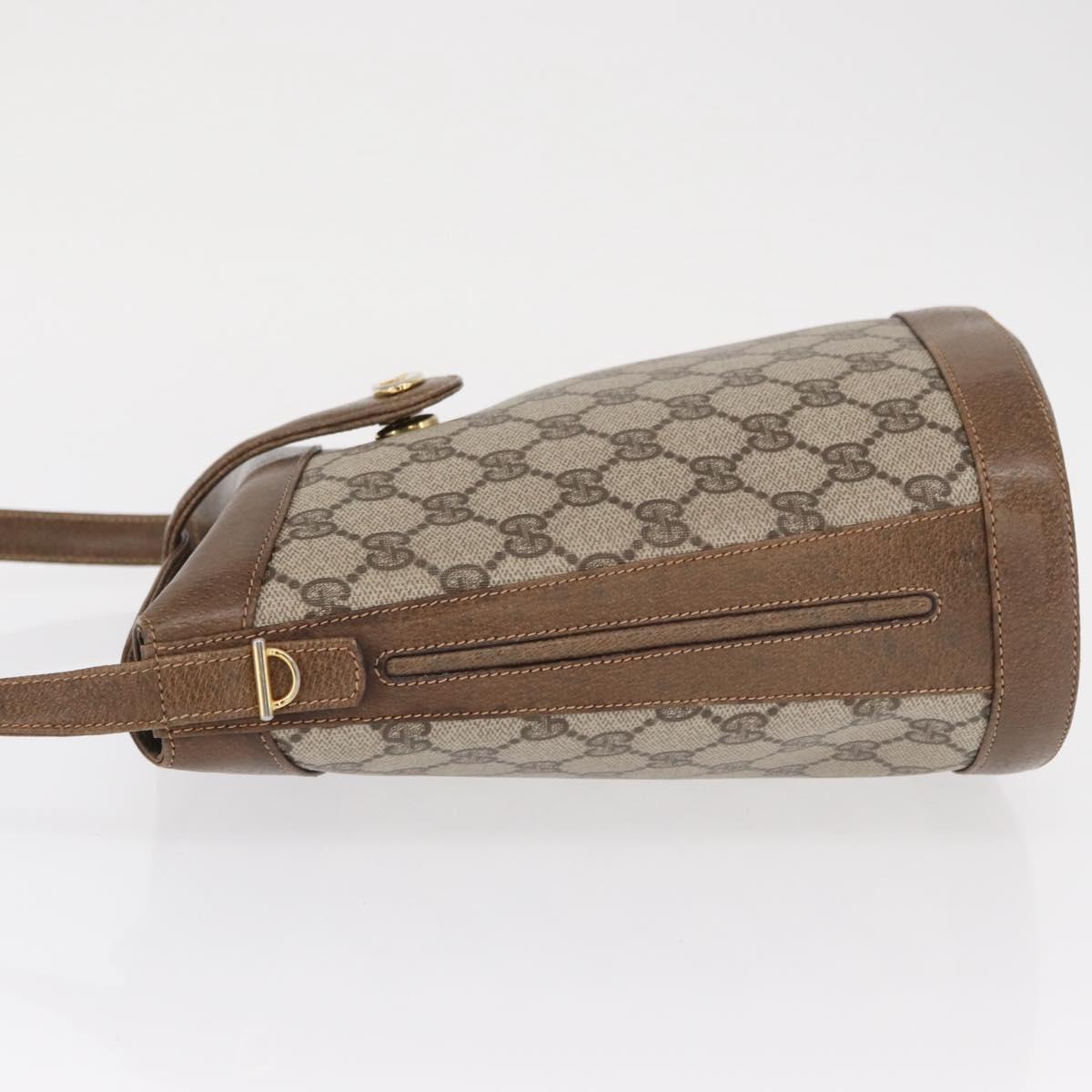 GUCCI GG Supreme Shoulder Bag PVC Beige Gold Auth ka1439