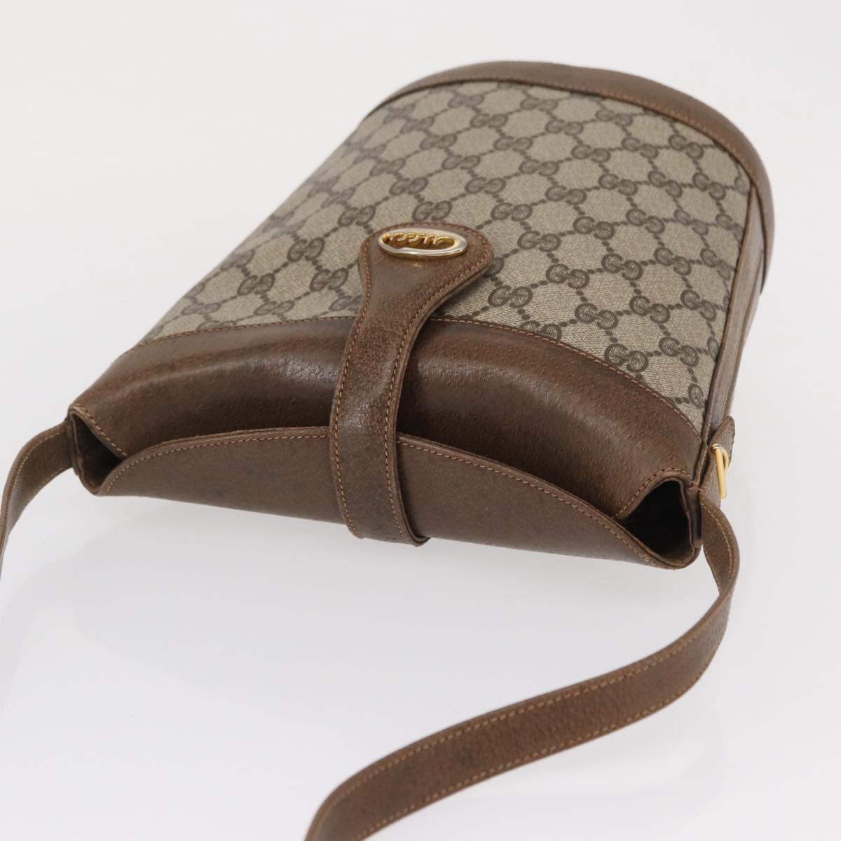 GUCCI GG Supreme Shoulder Bag PVC Beige Gold Auth ka1439