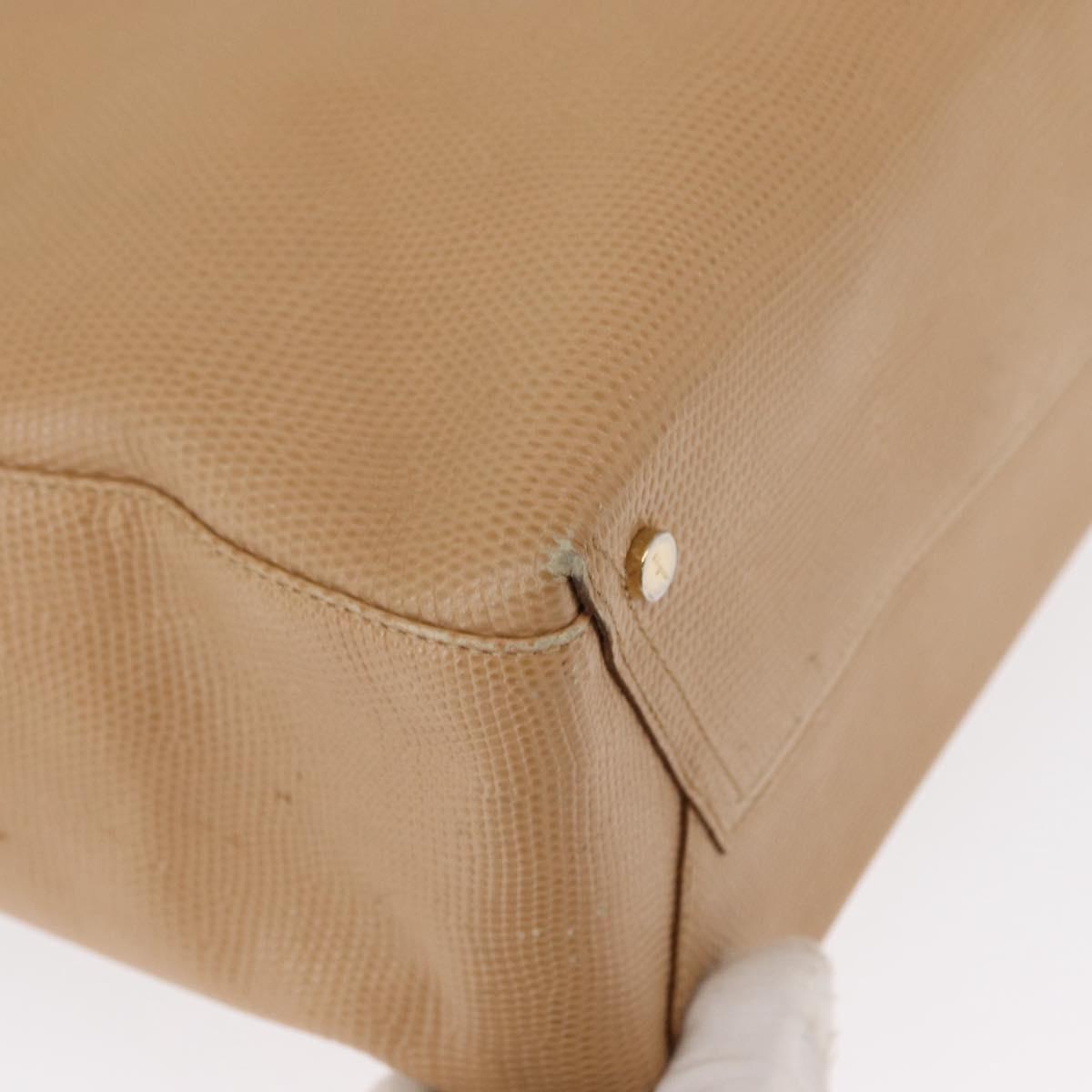 Salvatore Ferragamo Vala Tote Bag Leather Beige Gold Auth ka1447