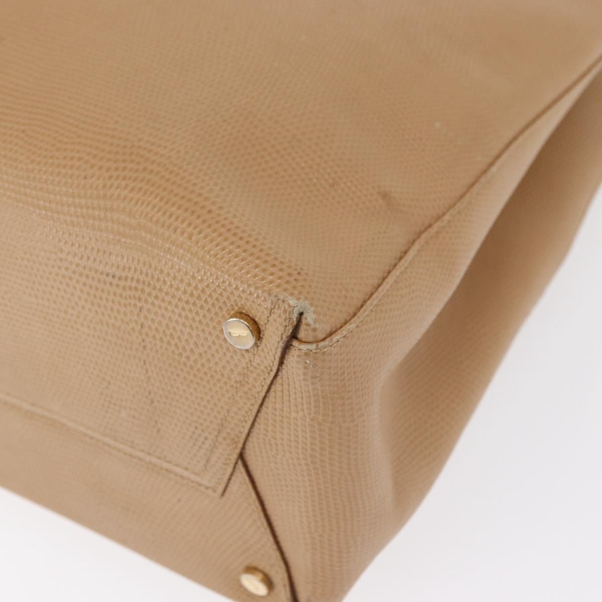 Salvatore Ferragamo Vala Tote Bag Leather Beige Gold Auth ka1447