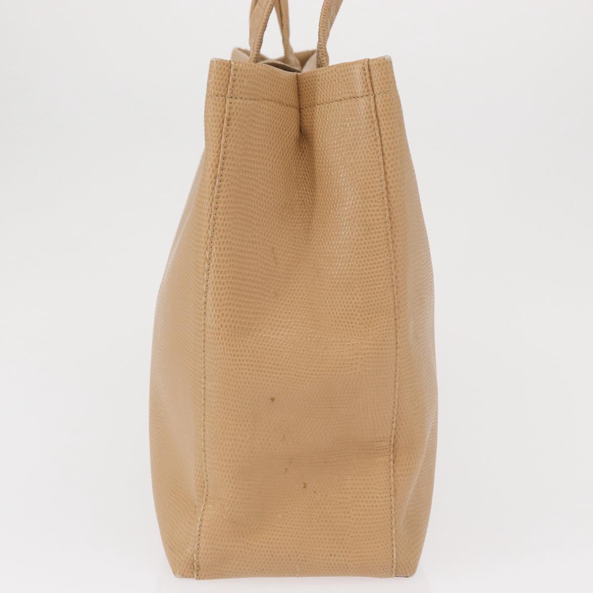 Salvatore Ferragamo Vala Tote Bag Leather Beige Gold Auth ka1447