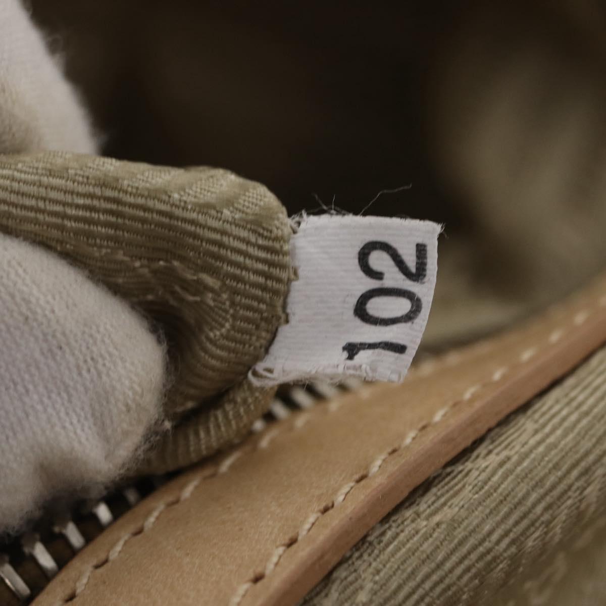 PRADA Tote Bag Leather Beige Silver Auth ka1448