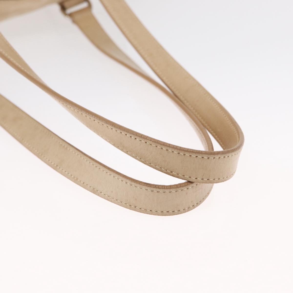 PRADA Tote Bag Leather Beige Silver Auth ka1448