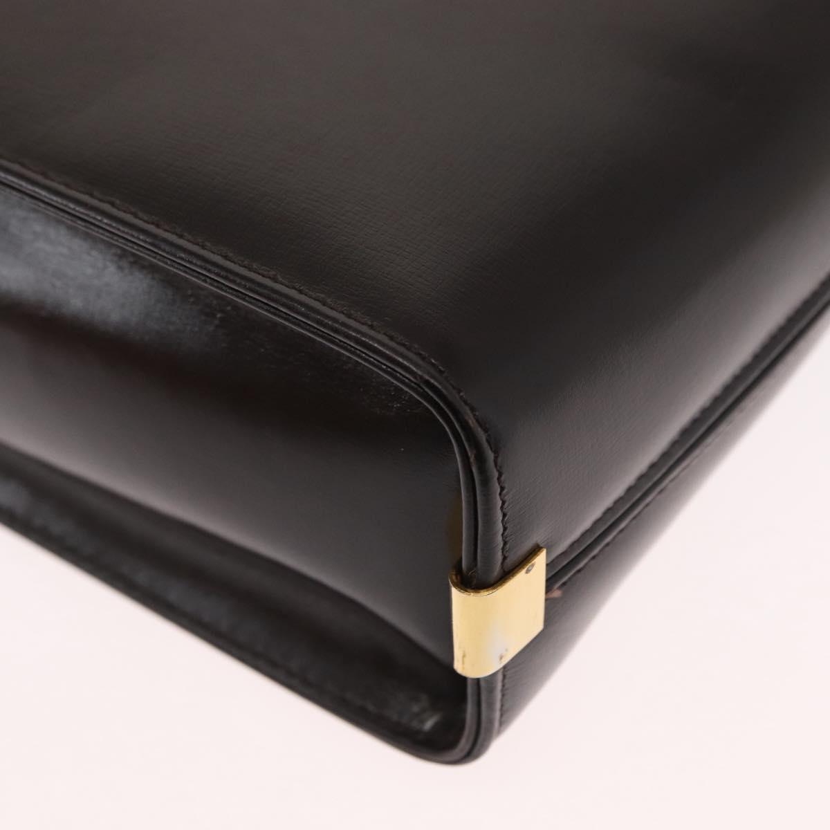 Christian Dior Hand Bag Leather 2way Black Gold Auth ka1452