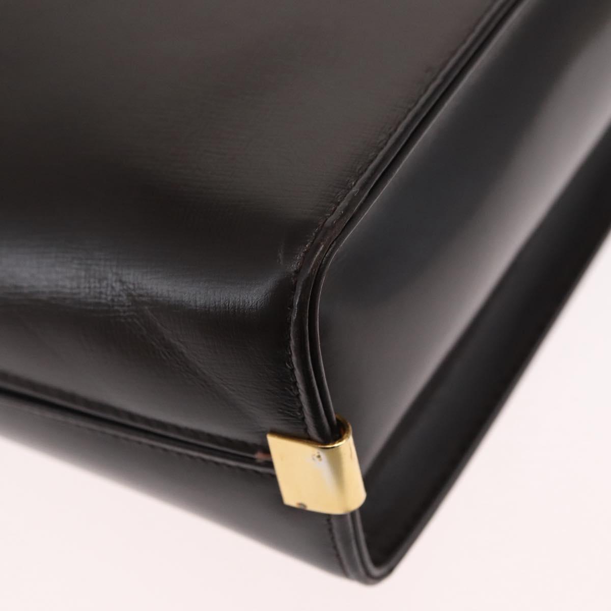 Christian Dior Hand Bag Leather 2way Black Gold Auth ka1452