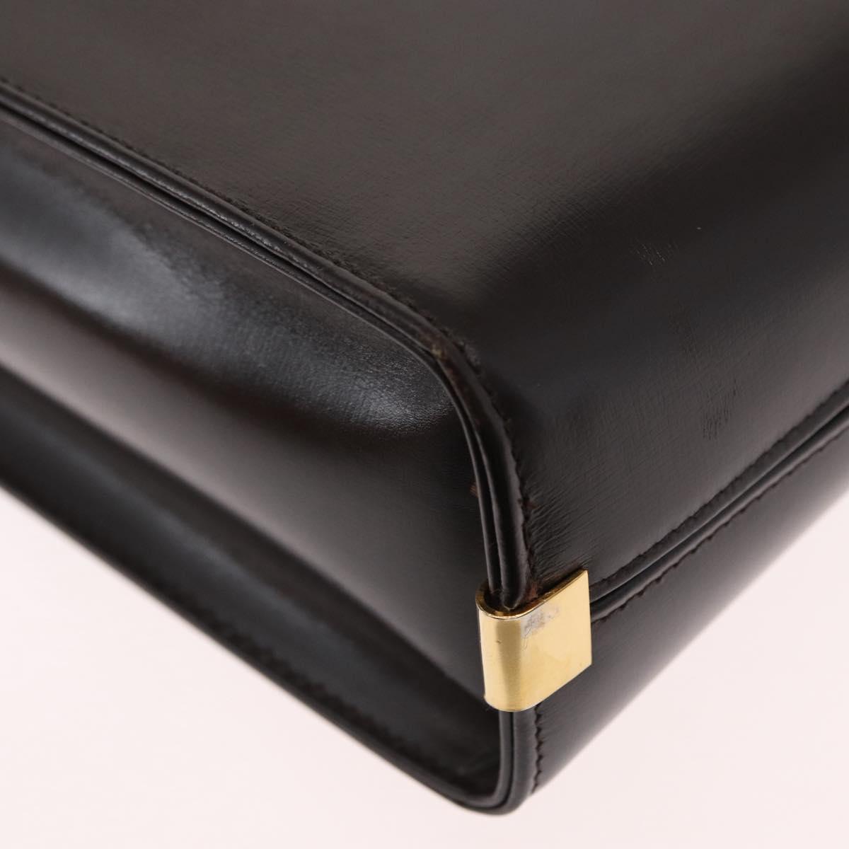 Christian Dior Hand Bag Leather 2way Black Gold Auth ka1452