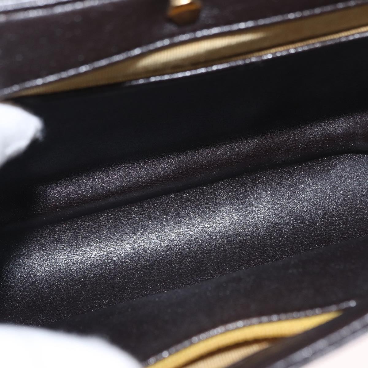 Christian Dior Hand Bag Leather 2way Black Gold Auth ka1452