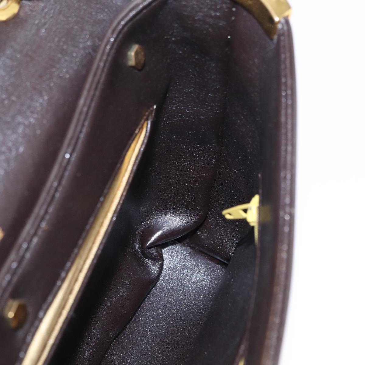 Christian Dior Hand Bag Leather 2way Black Gold Auth ka1452