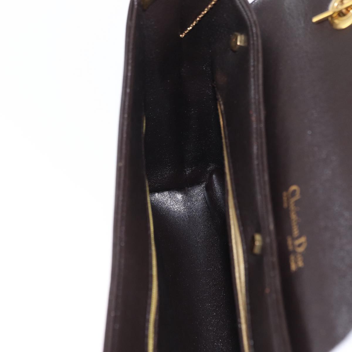 Christian Dior Hand Bag Leather 2way Black Gold Auth ka1452