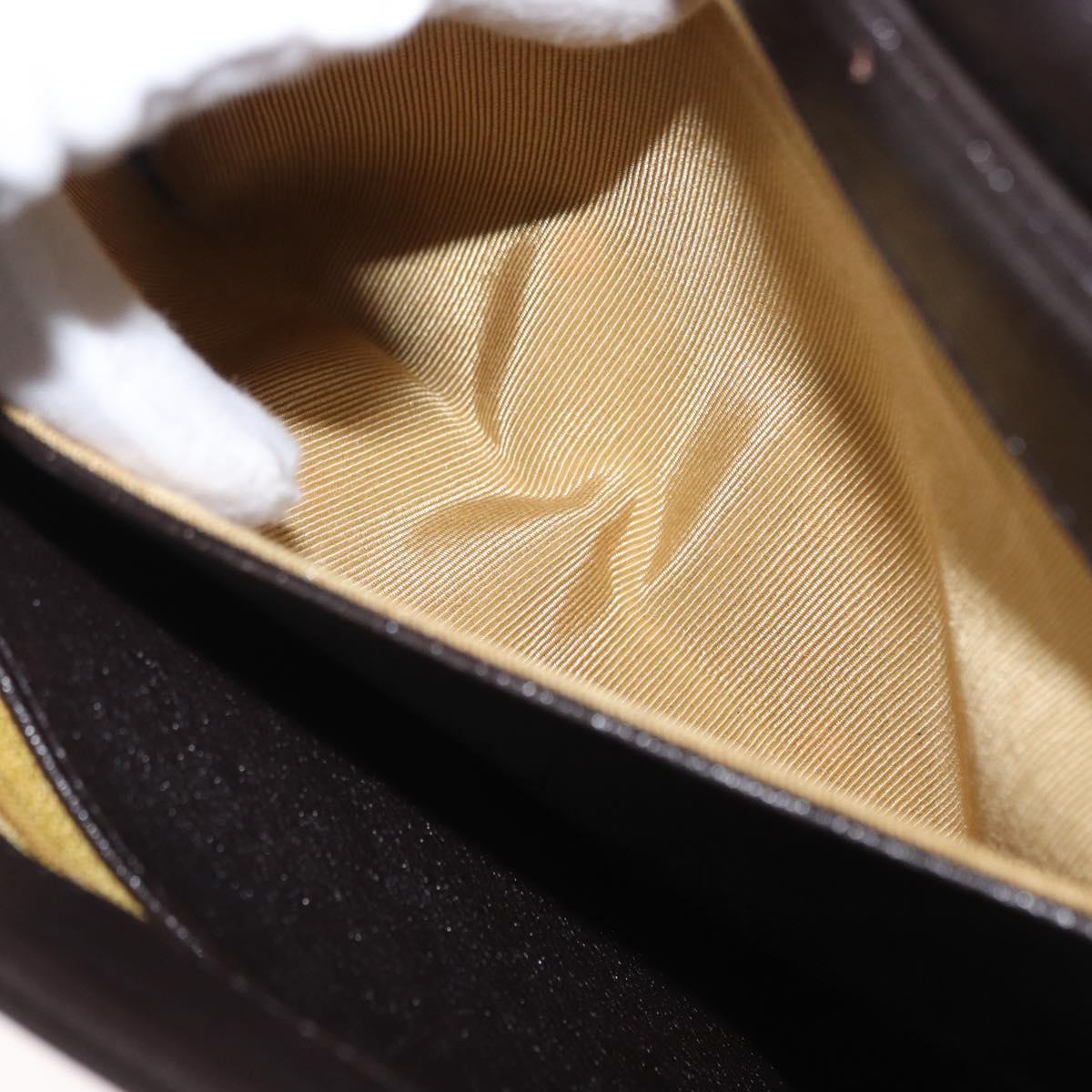 Christian Dior Hand Bag Leather 2way Black Gold Auth ka1452