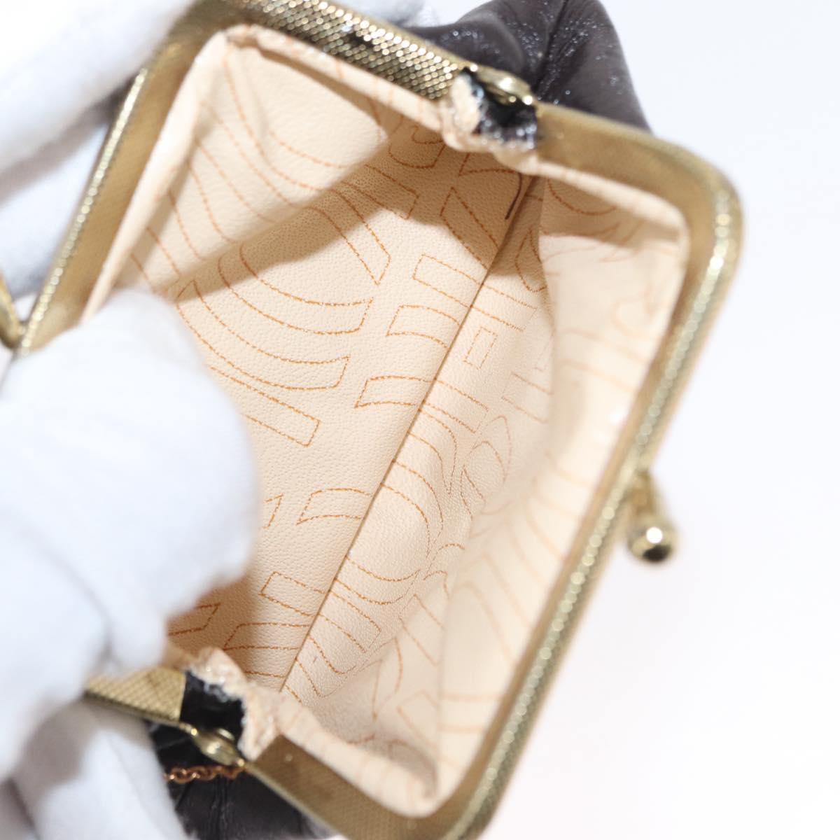 Christian Dior Hand Bag Leather 2way Black Gold Auth ka1452