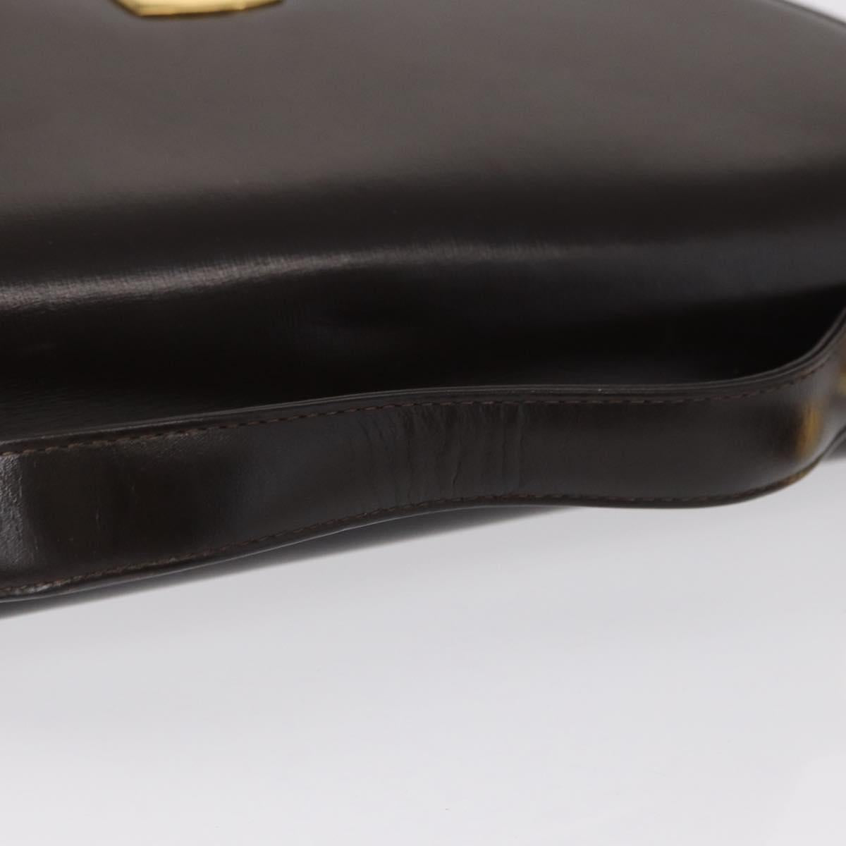 Christian Dior Hand Bag Leather 2way Black Gold Auth ka1452