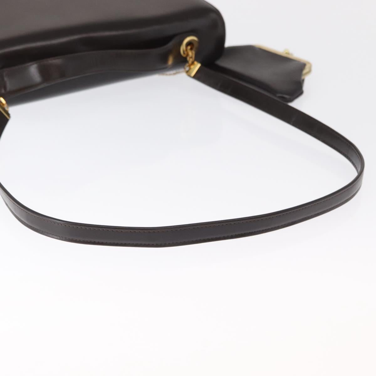 Christian Dior Hand Bag Leather 2way Black Gold Auth ka1452