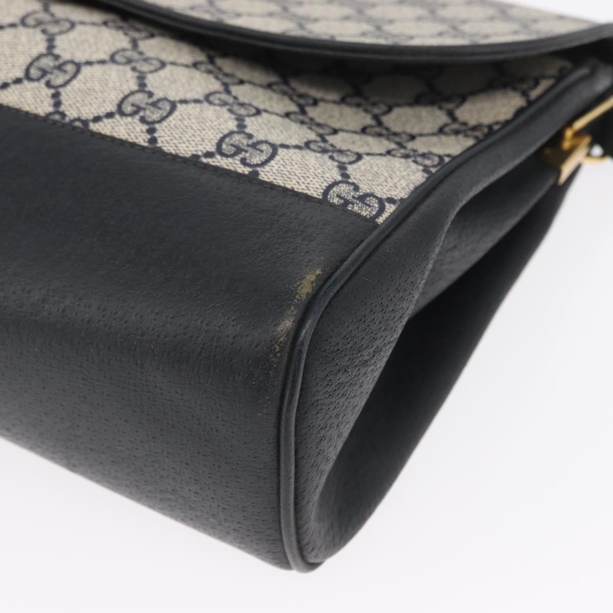 GUCCI GG Supreme Shoulder Bag PVC Navy Gold 116 02 067 Auth ka1454