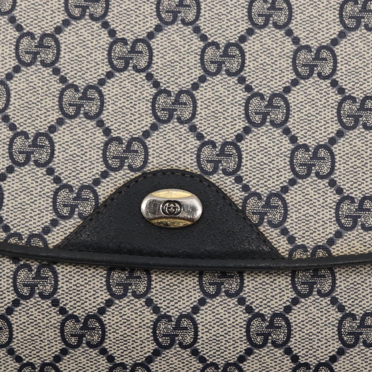 GUCCI GG Supreme Shoulder Bag PVC Navy Gold 116 02 067 Auth ka1454