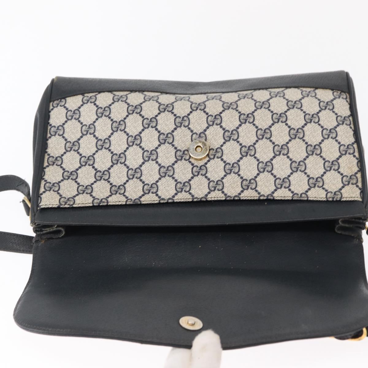 GUCCI GG Supreme Shoulder Bag PVC Navy Gold 116 02 067 Auth ka1454