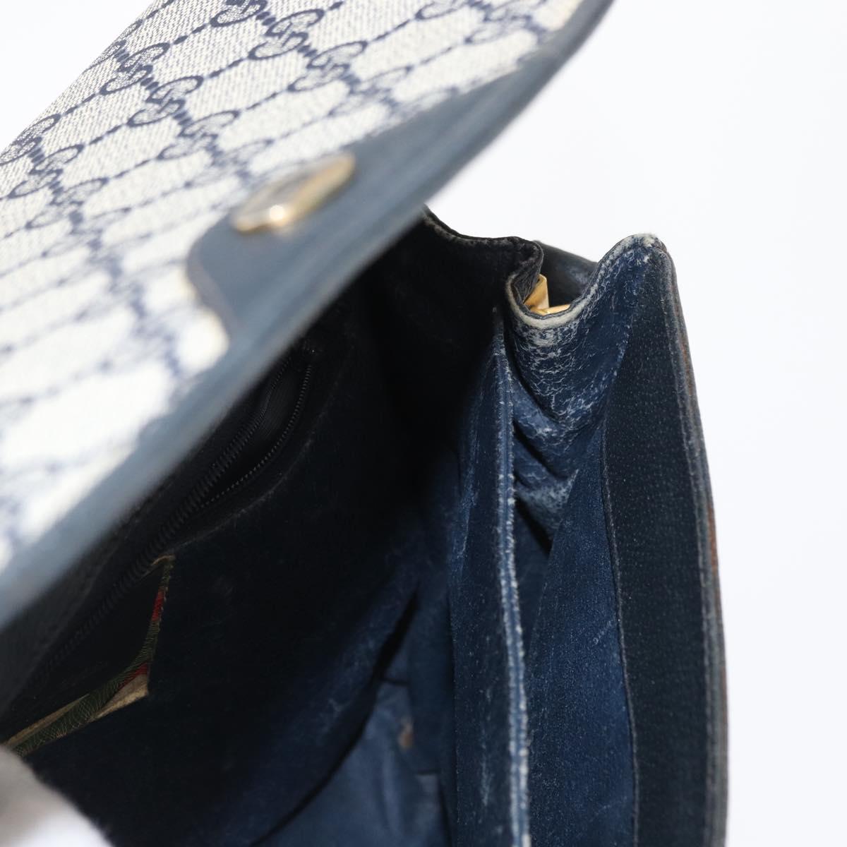GUCCI GG Supreme Shoulder Bag PVC Navy Gold 116 02 067 Auth ka1454