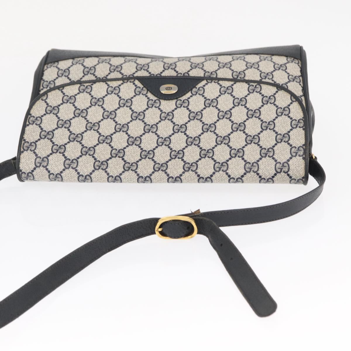 GUCCI GG Supreme Shoulder Bag PVC Navy Gold 116 02 067 Auth ka1454