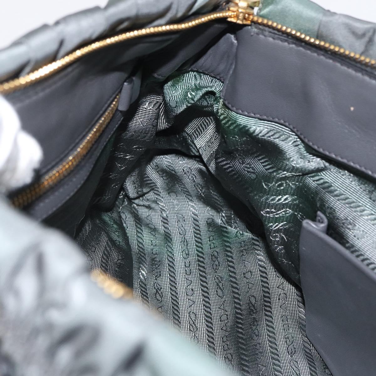 PRADA Hand Bag Nylon 2way Khaki Gold Auth ka1458