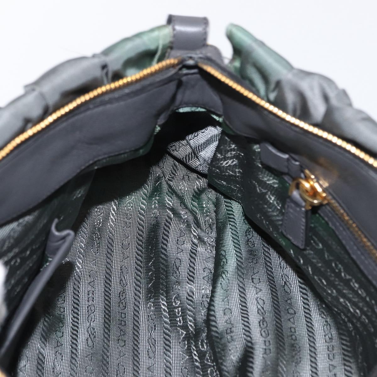 PRADA Hand Bag Nylon 2way Khaki Gold Auth ka1458