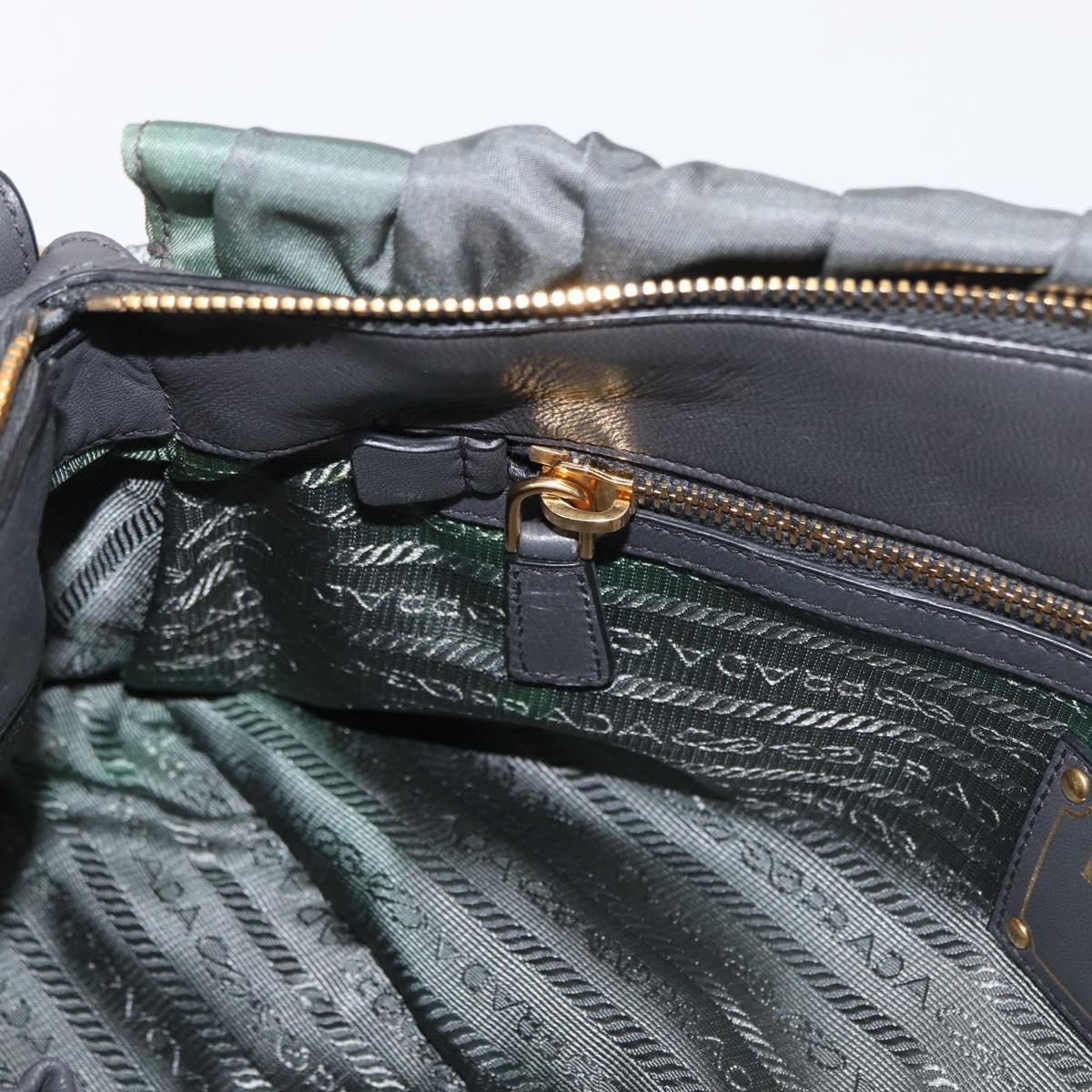 PRADA Hand Bag Nylon 2way Khaki Gold Auth ka1458