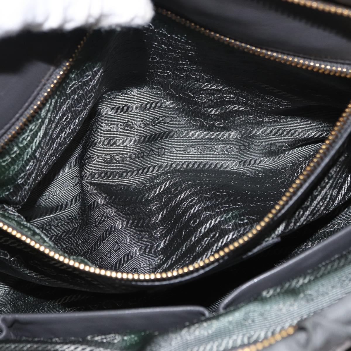PRADA Hand Bag Nylon 2way Khaki Gold Auth ka1458