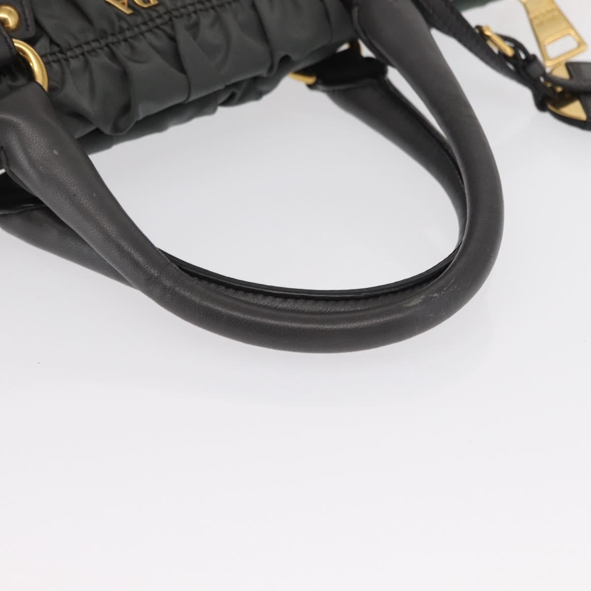 PRADA Hand Bag Nylon 2way Khaki Gold Auth ka1458