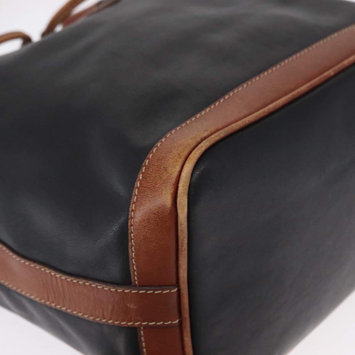 CELINE Shoulder Bag Leather Black Gold Auth ka1459
