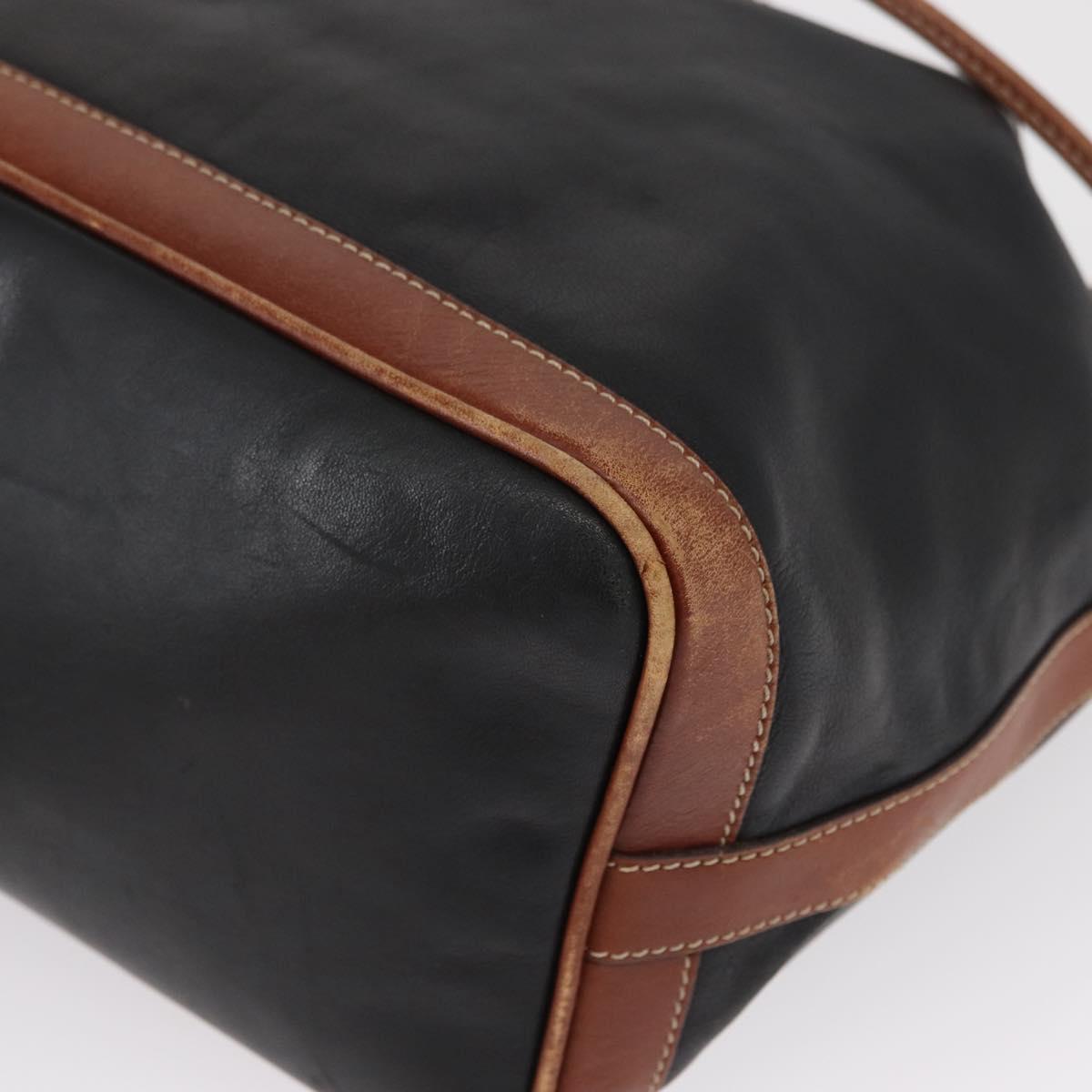 CELINE Shoulder Bag Leather Black Gold Auth ka1459