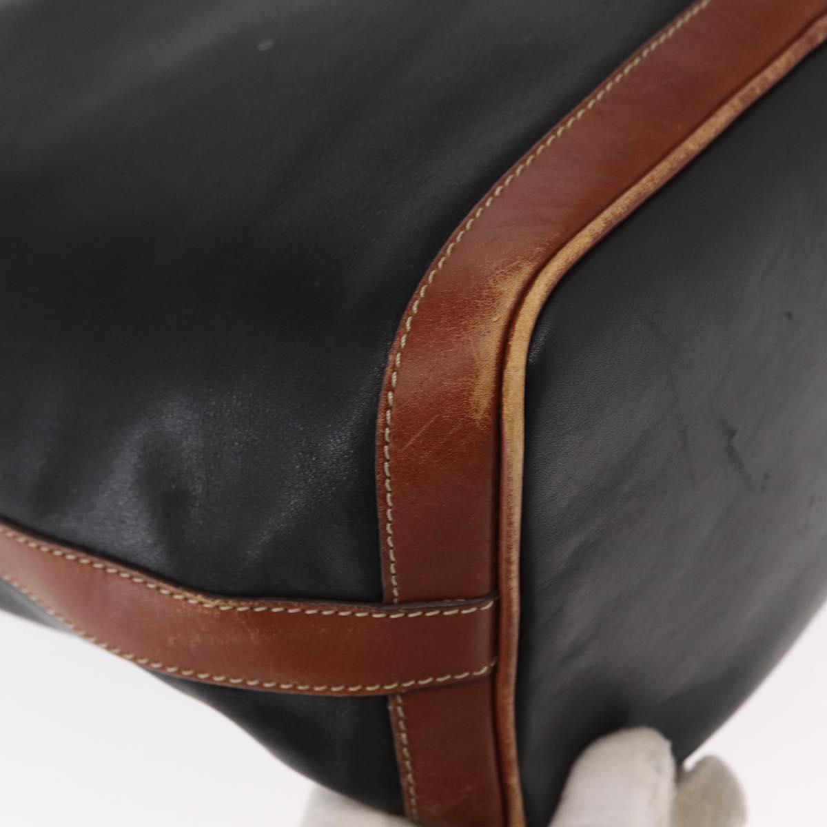 CELINE Shoulder Bag Leather Black Gold Auth ka1459