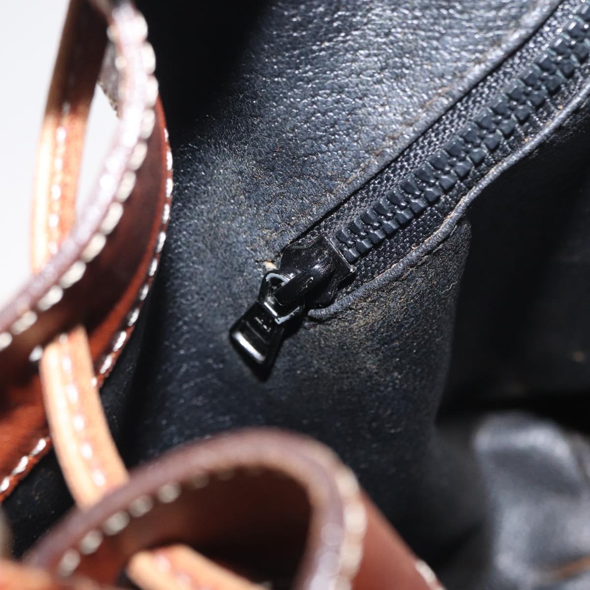 CELINE Shoulder Bag Leather Black Gold Auth ka1459