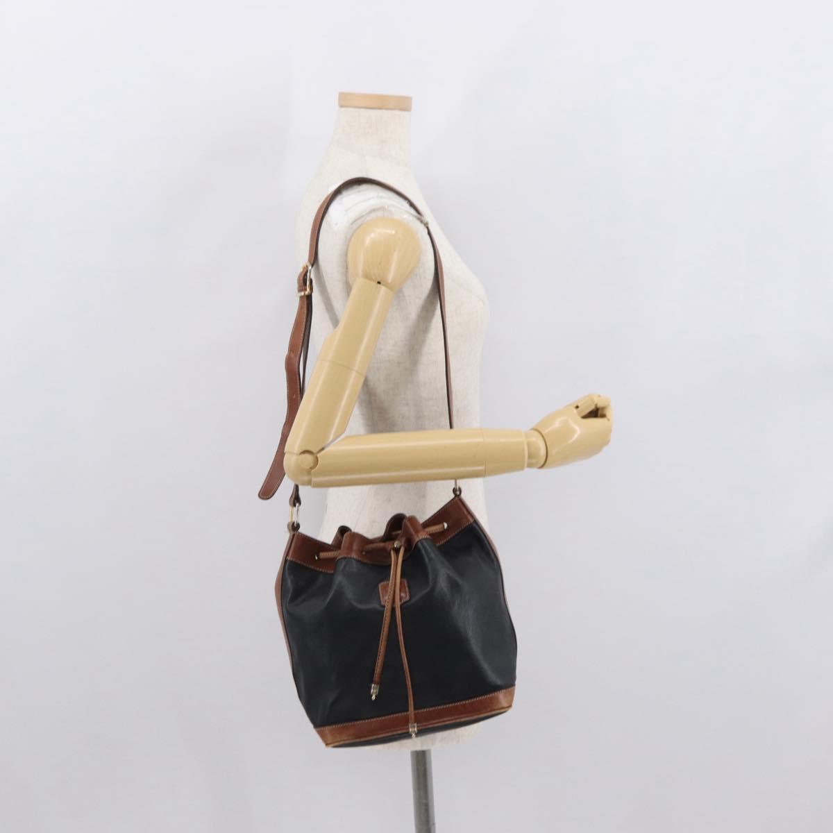 CELINE Shoulder Bag Leather Black Gold Auth ka1459