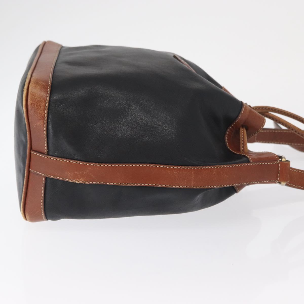 CELINE Shoulder Bag Leather Black Gold Auth ka1459