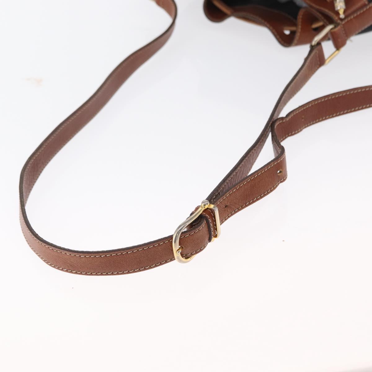 CELINE Shoulder Bag Leather Black Gold Auth ka1459