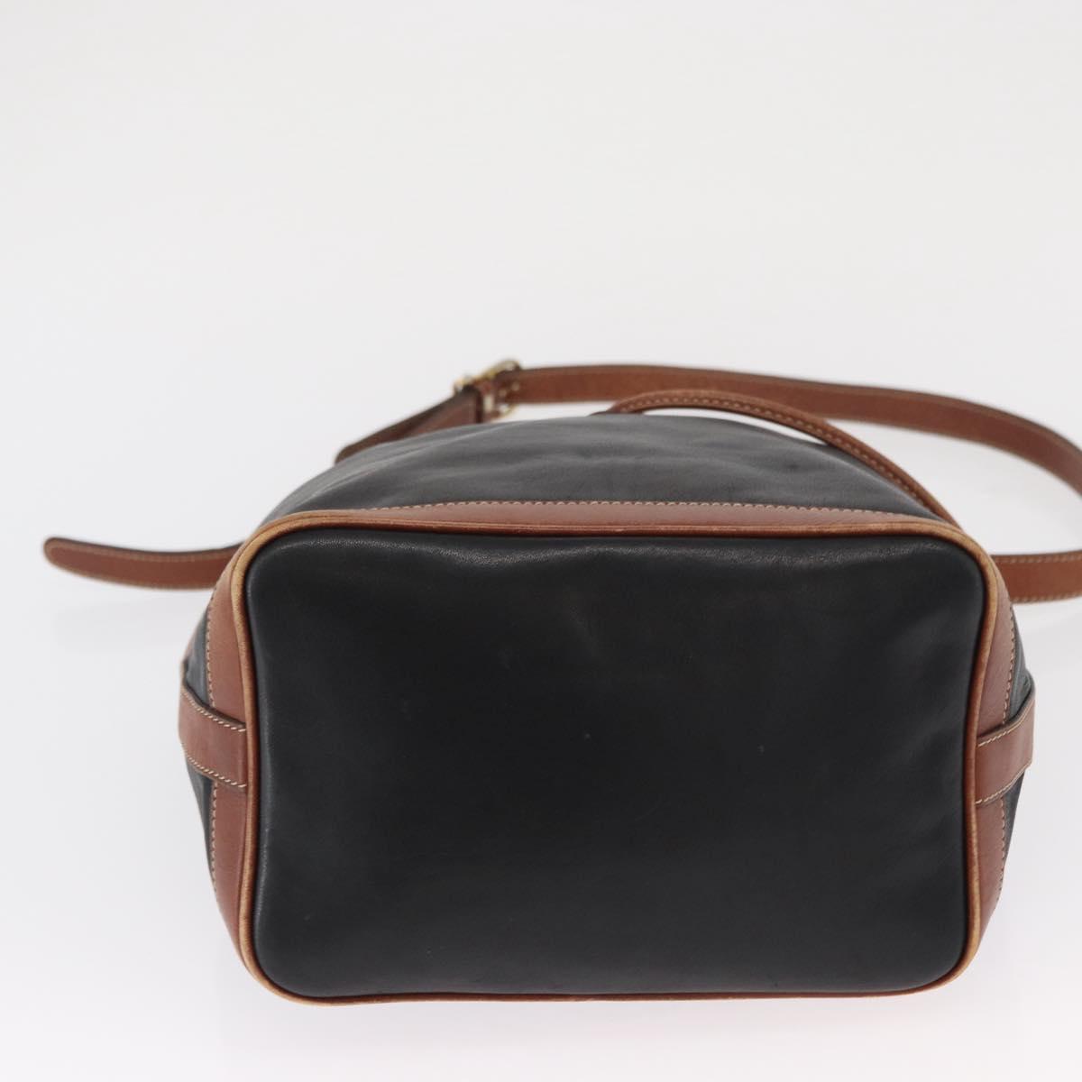 CELINE Shoulder Bag Leather Black Gold Auth ka1459