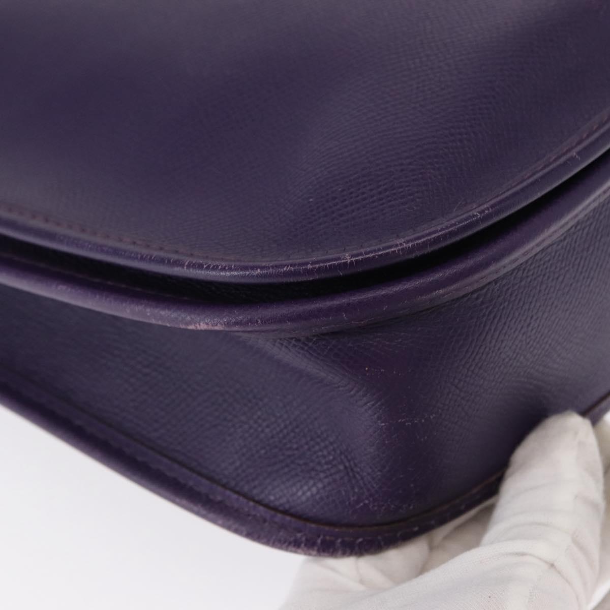 HERMES Evelyn 3 Shoulder Bag Leather Purple Silver Auth ka146