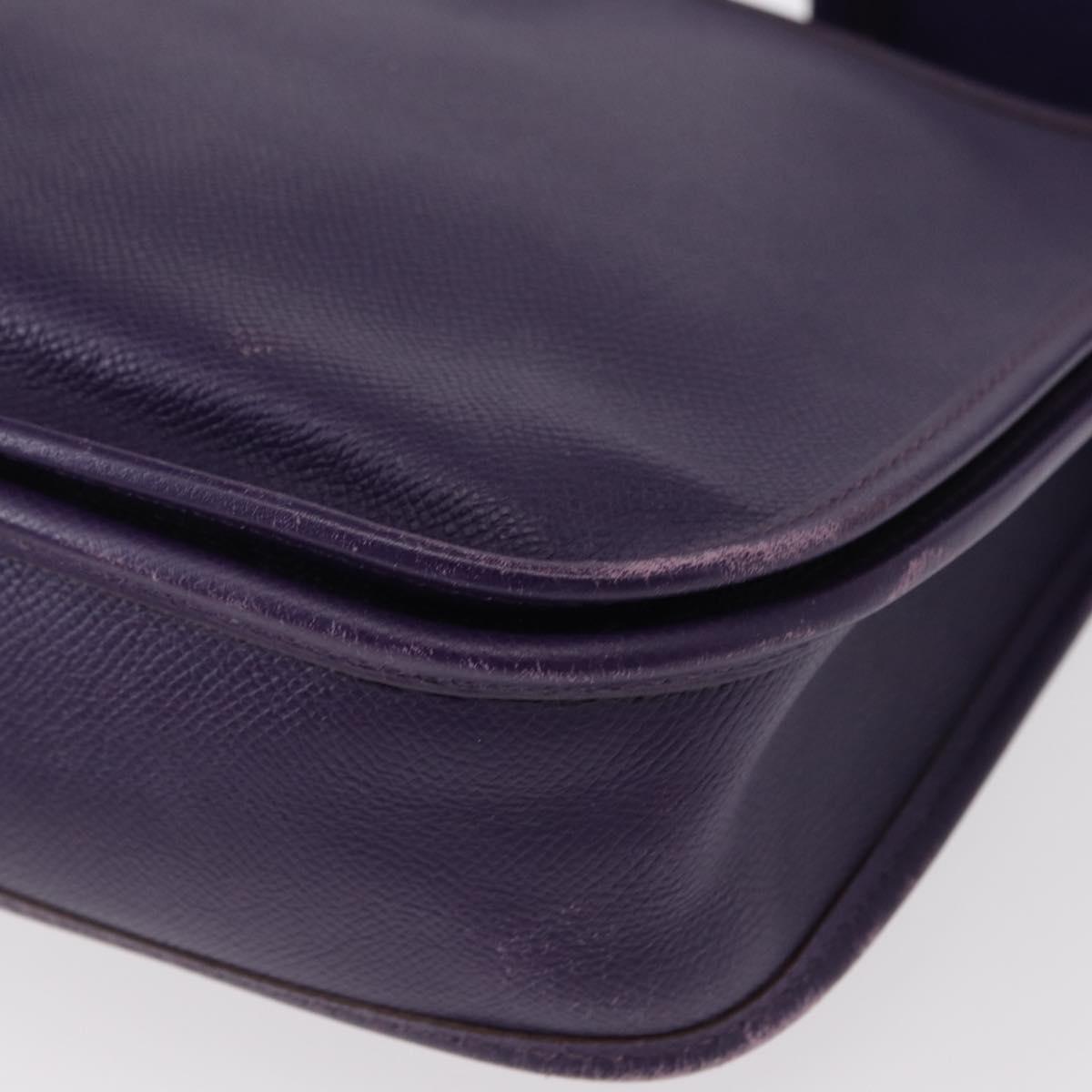 HERMES Evelyn 3 Shoulder Bag Leather Purple Silver Auth ka146