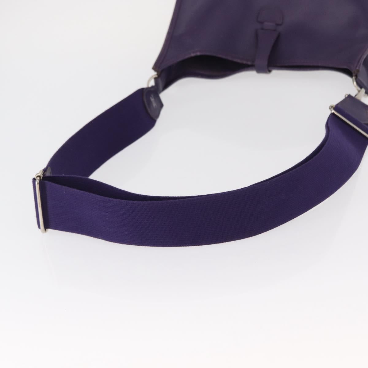 HERMES Evelyn 3 Shoulder Bag Leather Purple Silver Auth ka146
