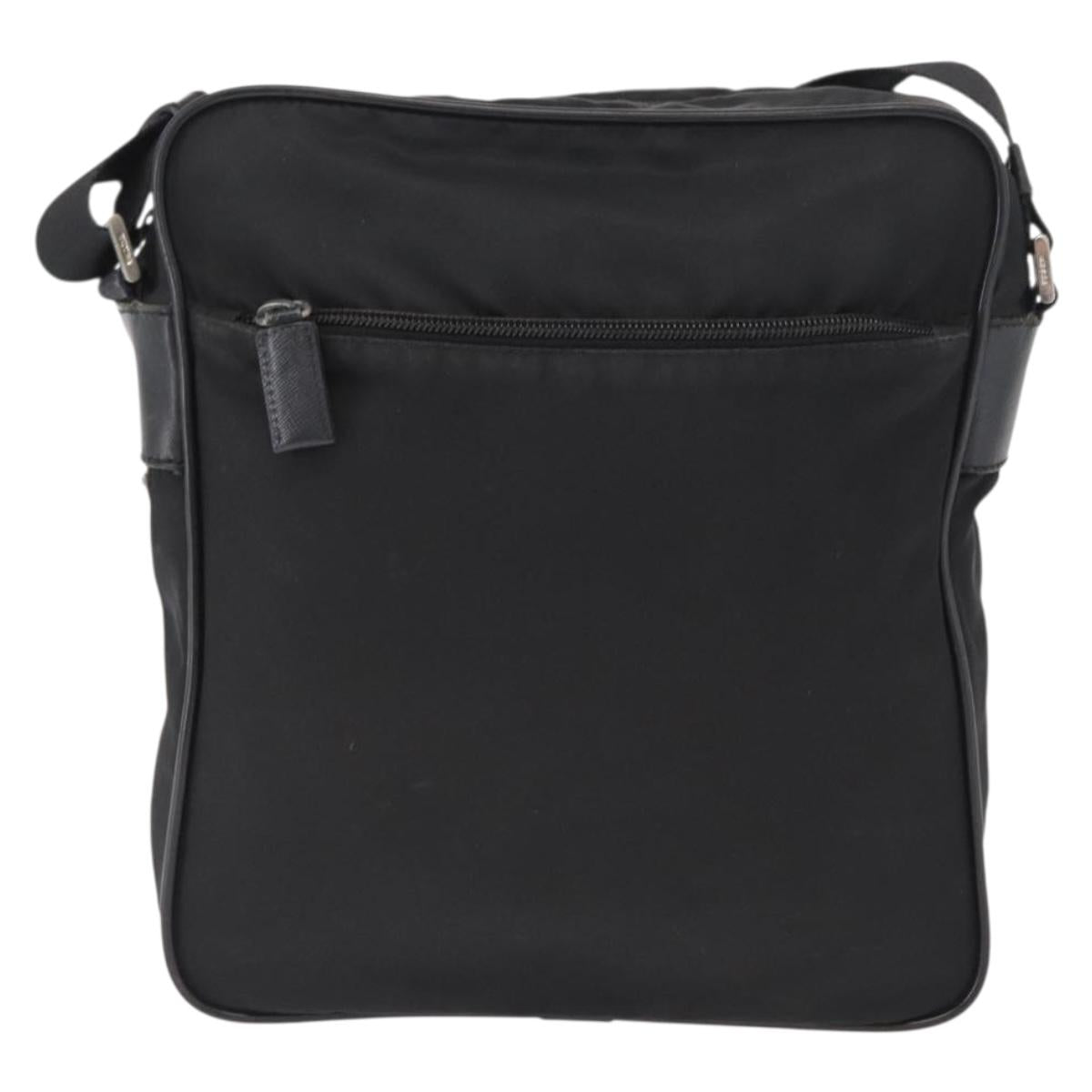 PRADA Shoulder Bag Nylon Black Silver Auth ka1477