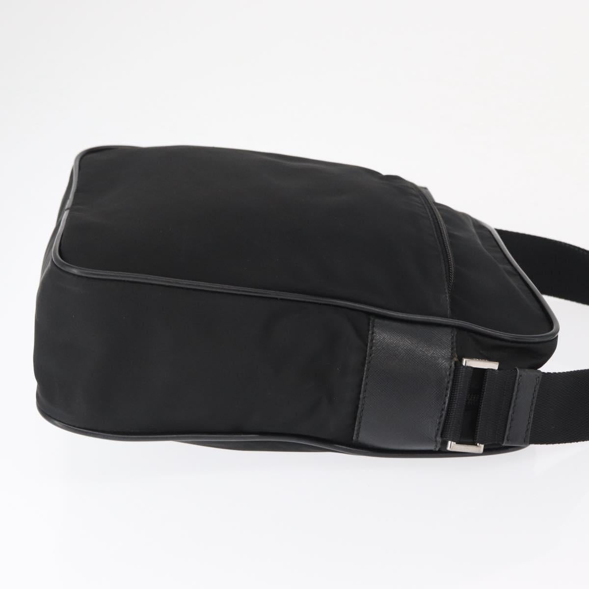 PRADA Shoulder Bag Nylon Black Silver Auth ka1477