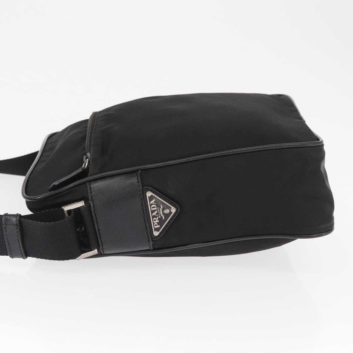 PRADA Shoulder Bag Nylon Black Silver Auth ka1477