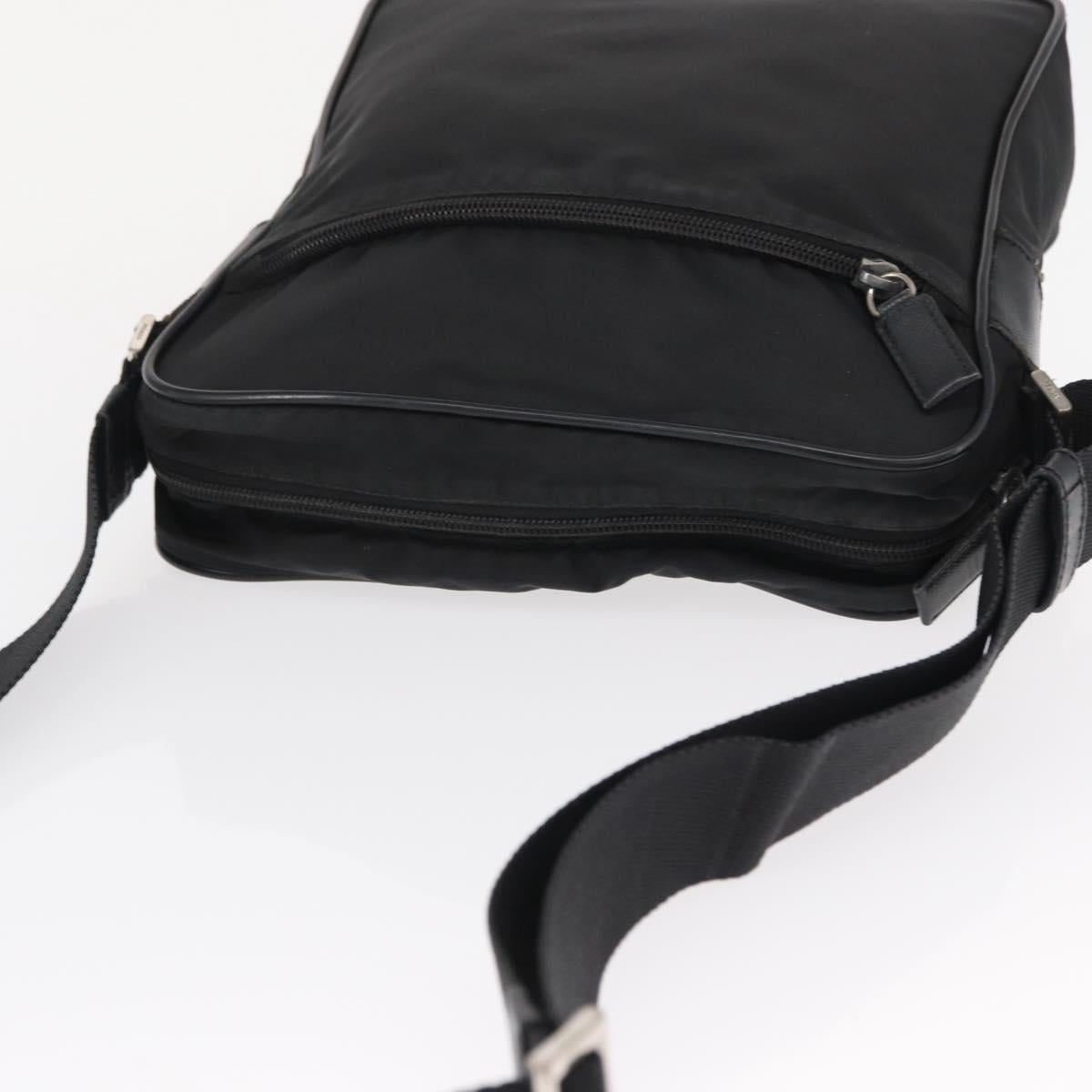 PRADA Shoulder Bag Nylon Black Silver Auth ka1477