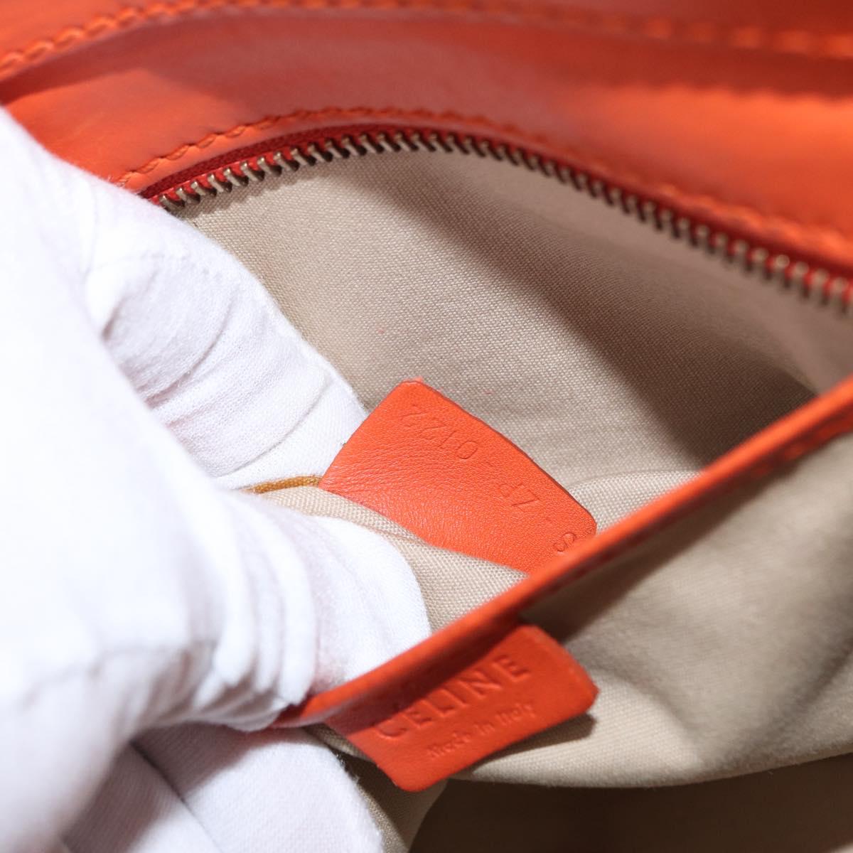 CELINE Luggage Nano Shopper Hand Bag Leather 2way Orange Gold Auth ka148