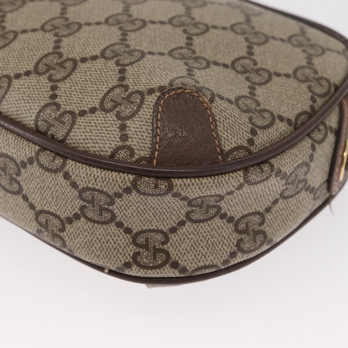 GUCCI GG Supreme Web Sherry Line Bag PVC Beige Gold 156 02 066 Auth ka1480