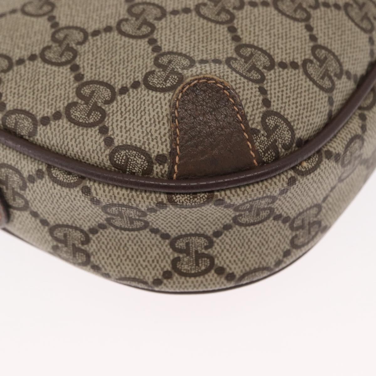 GUCCI GG Supreme Web Sherry Line Bag PVC Beige Gold 156 02 066 Auth ka1480
