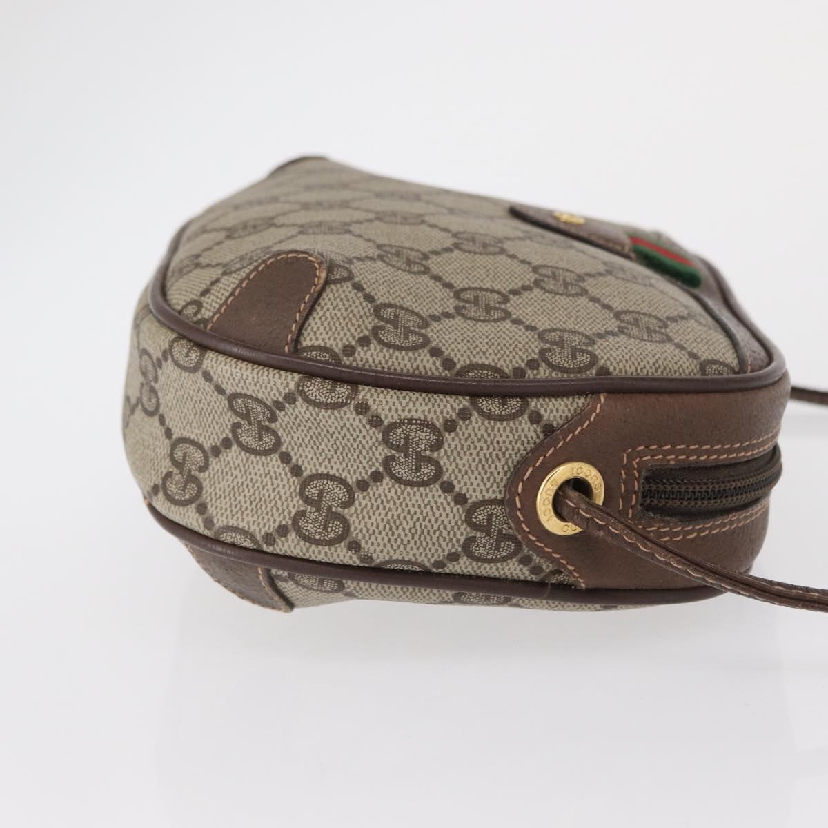 GUCCI GG Supreme Web Sherry Line Bag PVC Beige Gold 156 02 066 Auth ka1480