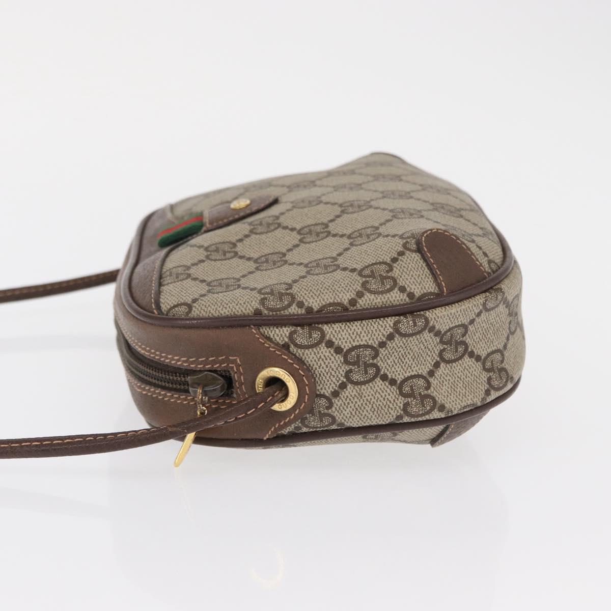GUCCI GG Supreme Web Sherry Line Bag PVC Beige Gold 156 02 066 Auth ka1480