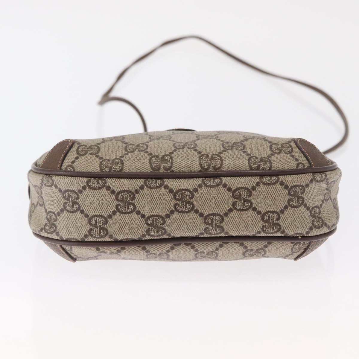 GUCCI GG Supreme Web Sherry Line Bag PVC Beige Gold 156 02 066 Auth ka1480