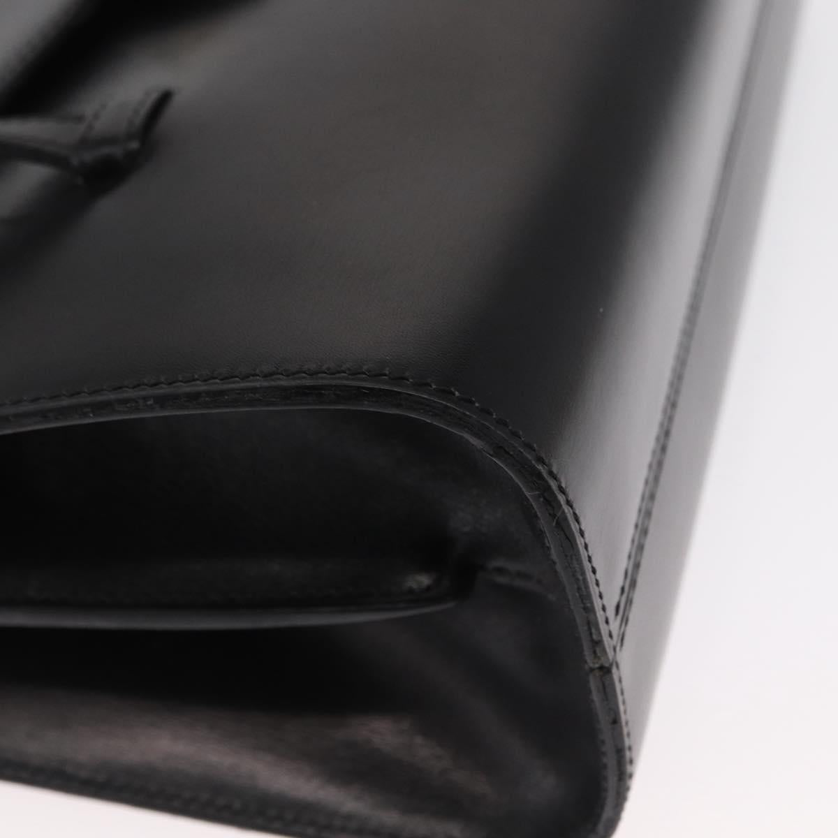 Christian Dior Hand Bag Leather Black Gold Auth ka1492