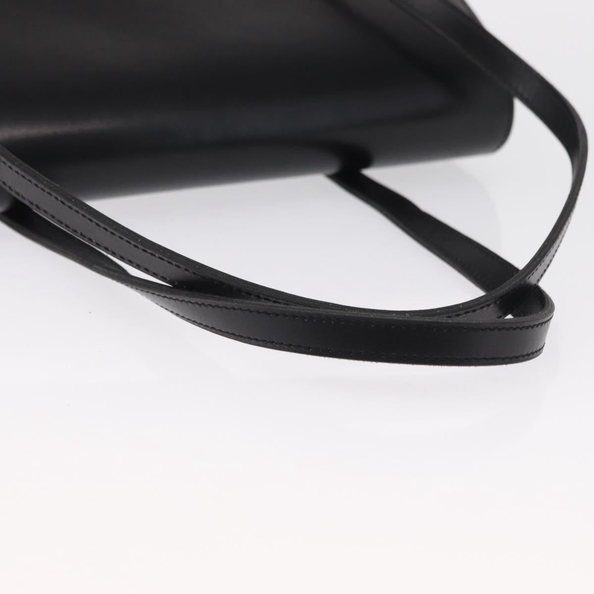 Christian Dior Hand Bag Leather Black Gold Auth ka1492